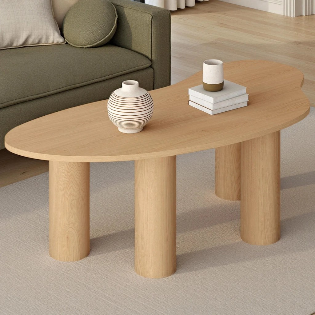 IDMarket - Tavolino ORGANIQUE 100 cm in legno effetto faggio