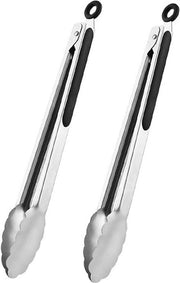 Set di teglie da cucina in acciaio inox - 2 pezzi - 14 pollici - teglie per cibo - teglie per griglia - manico antiscivolo - blocco di chiusura - resistente a temperature elevate - 42 x 3,8 cm - nero - 20,5*2,8cm