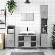 Armadietto Bagno Grigio Cemento 30x30x100 cm Legno Multistrato 831560