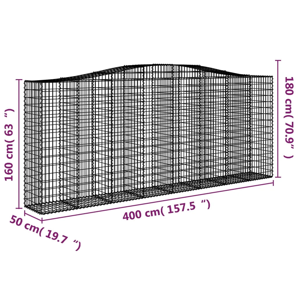 Cesto Gabbione ad Arco 400x50x160/180 cm Ferro Zincato