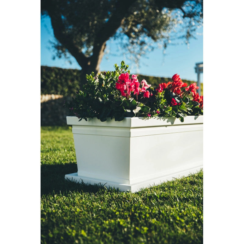Vaso Fioriera decorativo classico tradizionale 80x40 H34 in polimero resistente bianco per piante per giardini e terrazze - Made in Italy - Monacis