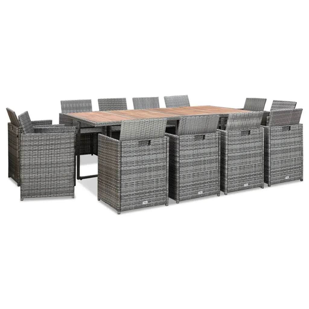 Set da Pranzo per Esterni 13pz con Cuscini Polyrattan Antracite cod mxl 34639