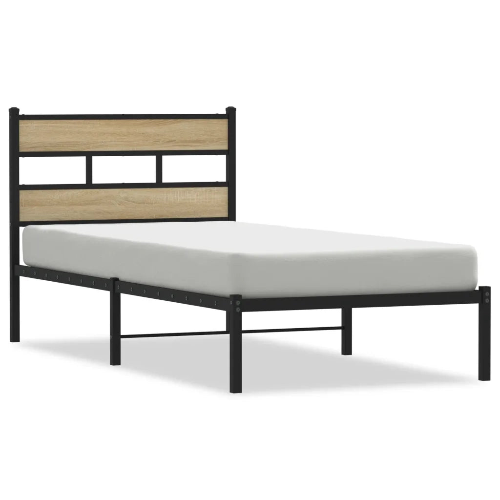 Giroletto senza Materasso in Metallo-Struttura Letto Rovere Sonoma 90x190 cm 745626