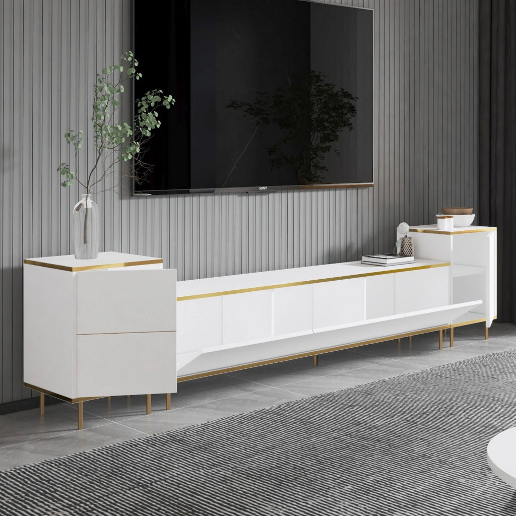 Cortin, Mobile Porta tv 2 Ripiani, 180x35x45h cm Bianco
