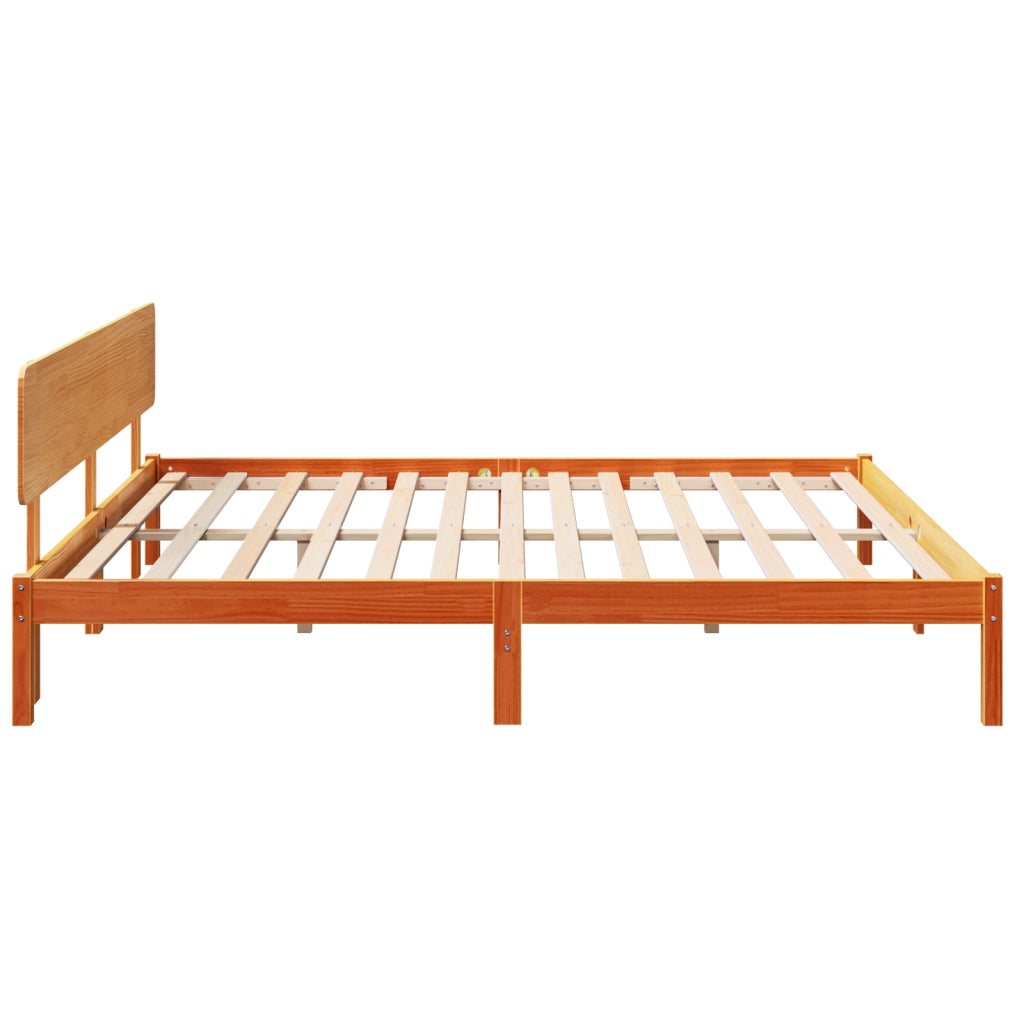 Struttura Letto con Testiera Marrone Cerato 180x200 cm Legno Massello di Pino