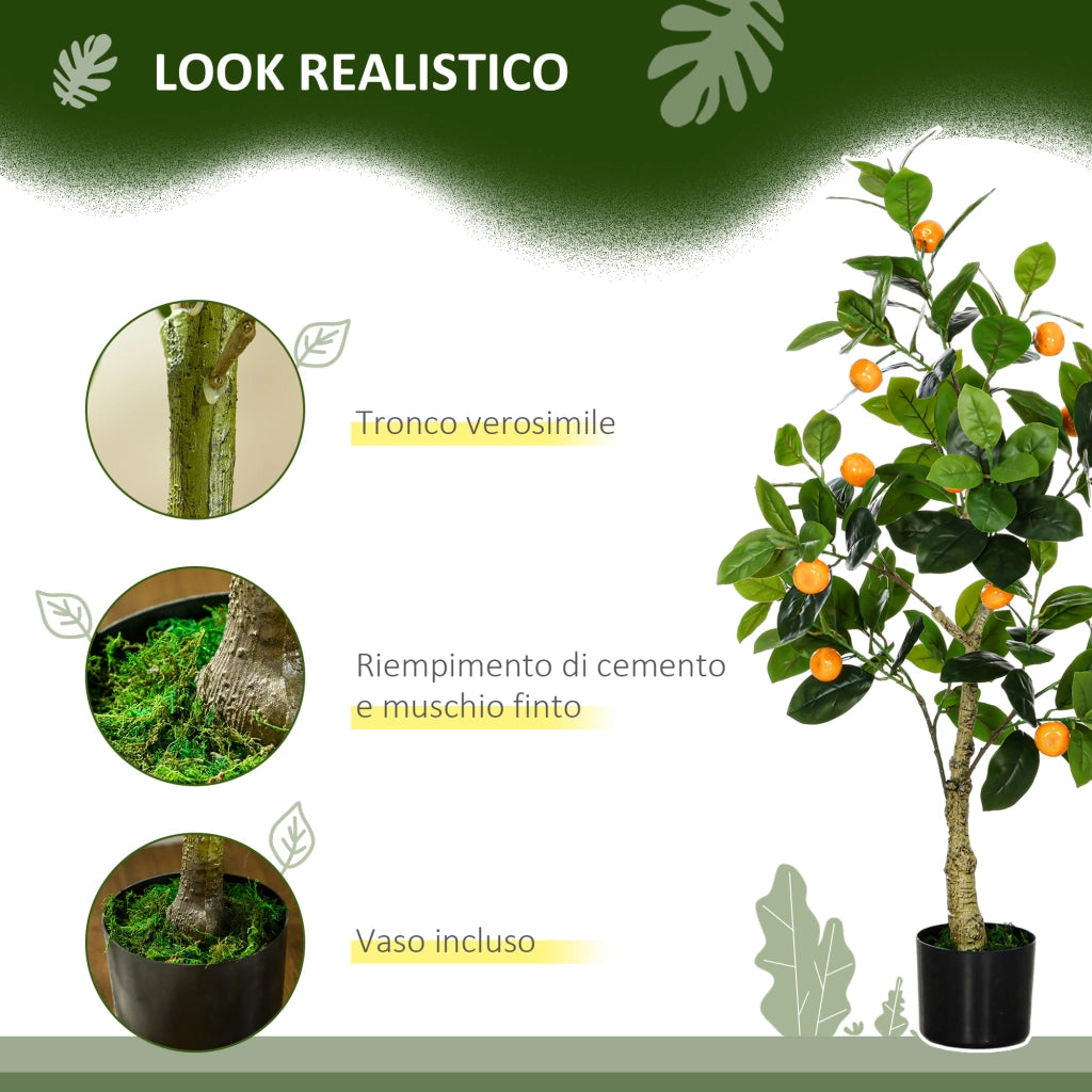 Set 2 Piante Artificiali di Limone e Arancia Alte 120cm per Interno con Vaso