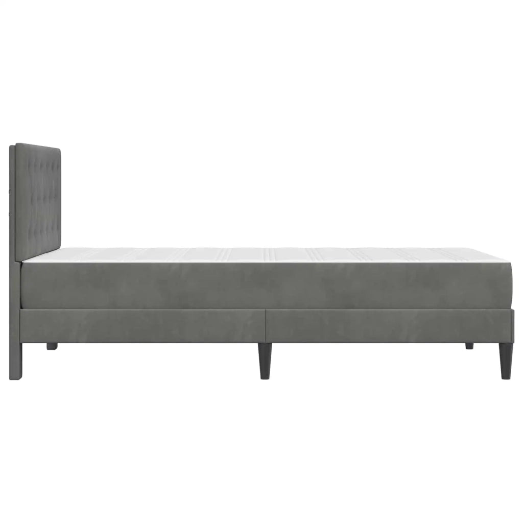 Struttura letto con materasso Grigio scuro 90 x 190 cm Velluto