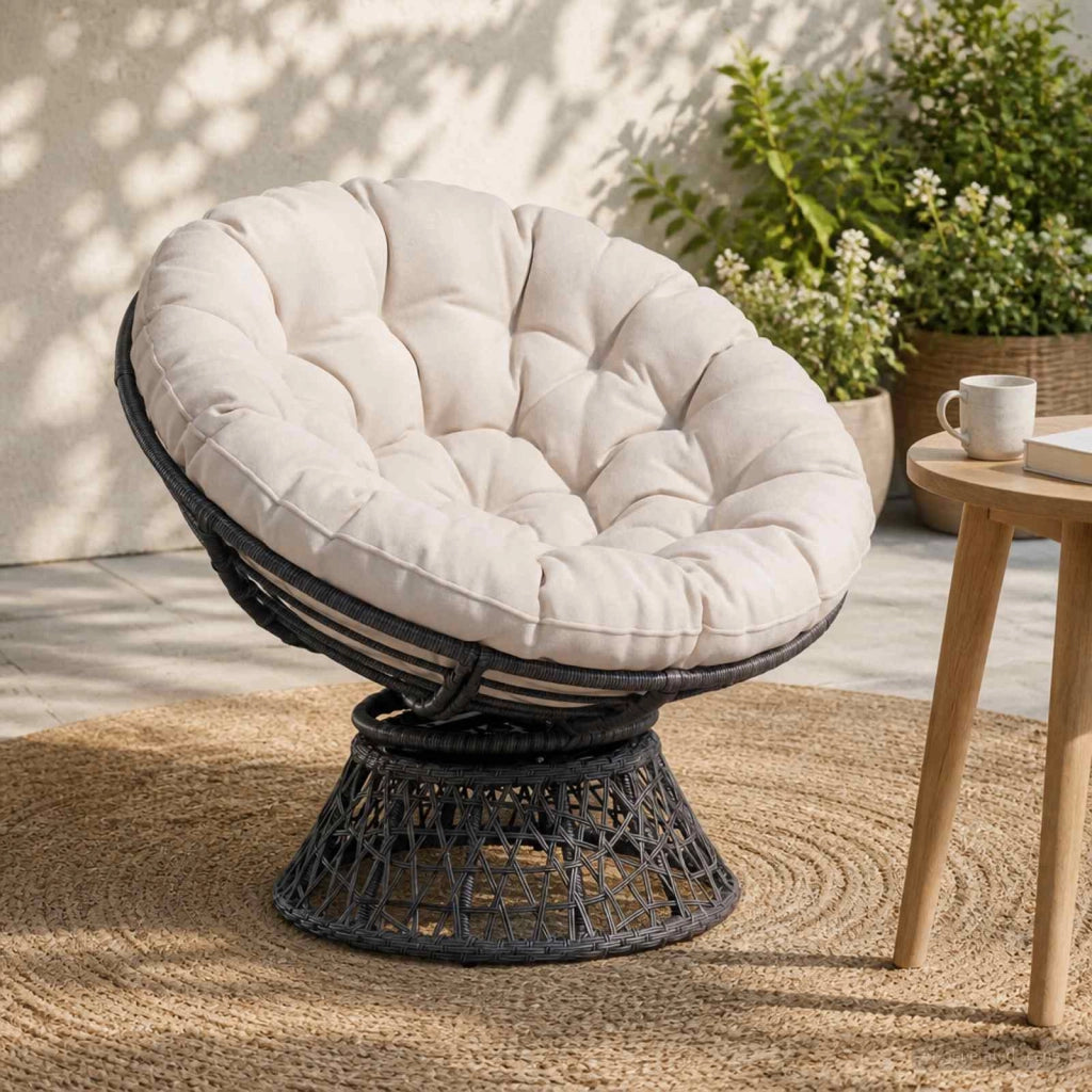 Cuscino per Sedia Papasan VIANEN 100% Poliestere Bianco 953965