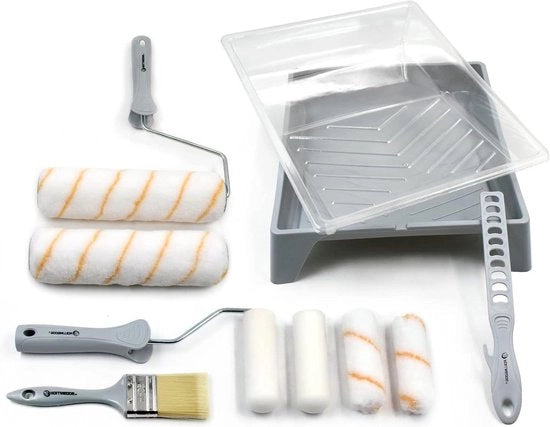 Set di cassetti per pennelli a rullo da 14 pezzi - pennelli a rullo piccoli e grandi - strumenti per la decorazione domestica per la pittura di pareti, soffitti e recinzioni - pennelli a rullo da 4 pollici e 9 pollici