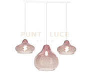 SOSPENSIONE BIANCO 3 LUCI RETTANGOLARE VETRI (2 X PICCOLO + 1 X GRANDE) TUTTI RUBINO 1191BI-S3 RMIX-RU