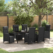 Set da Pranzo per Giardino con cuscino 7 pcs Nero polyrattan 3380125