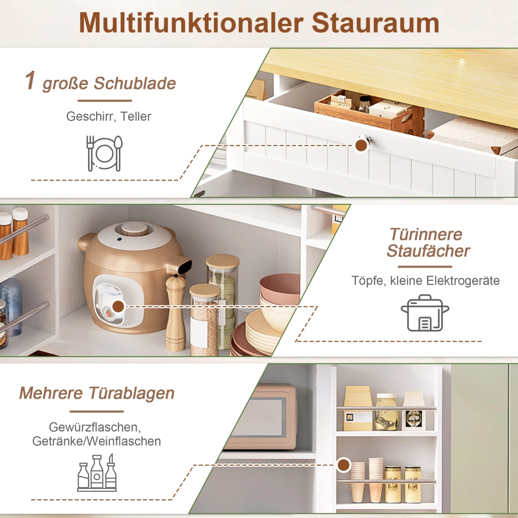 CARRELLO CUCINA Piano pieghevole 120 x 70 x 92 cm MDF Naturale/Bianco