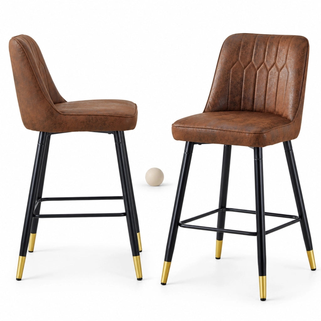 Set di 2 sgabelli da bar 100 cm in tessuto tecnico marrone