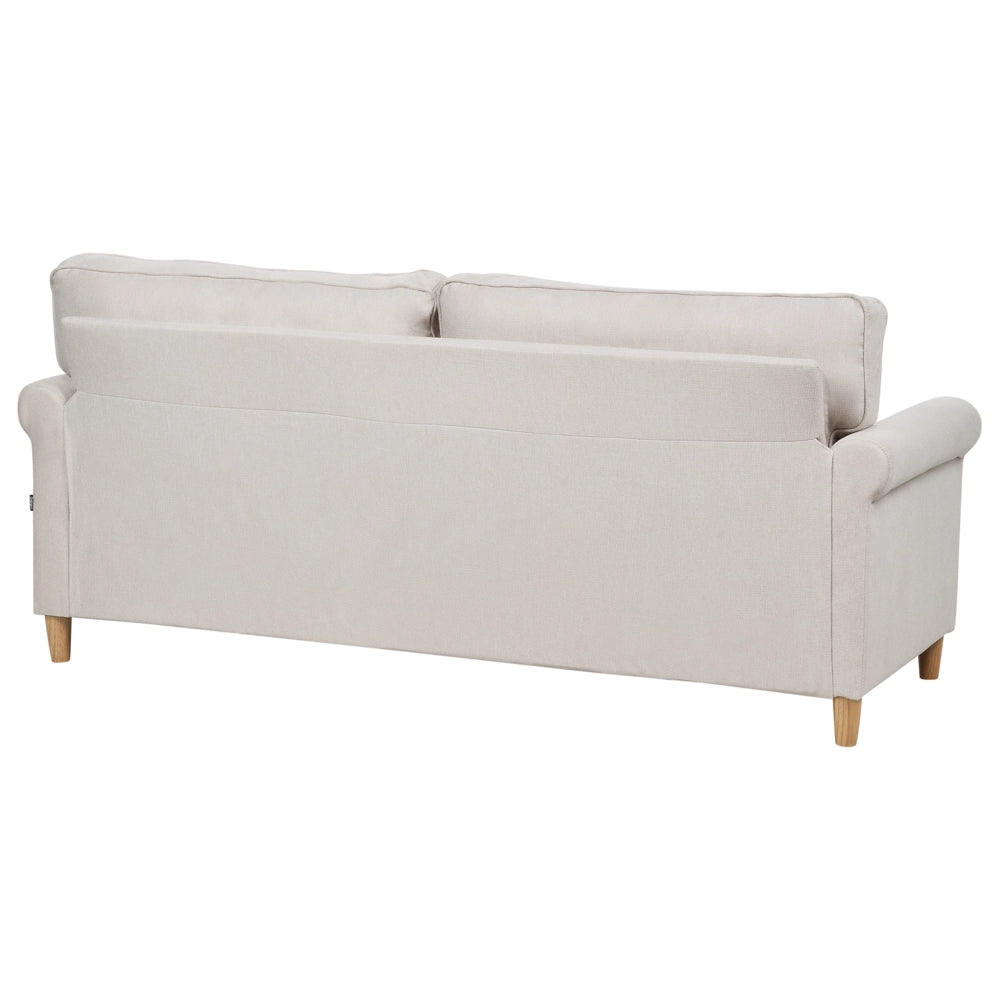 Divano tessuto beige chiaro Struttura In Legno Molle Insacchettate Soggiorno 3 Posti