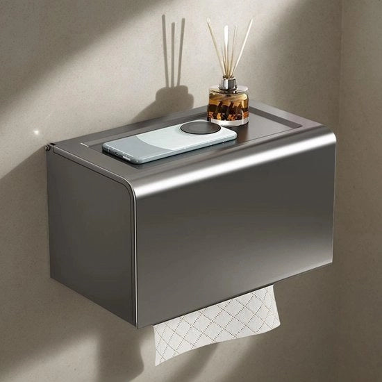 Sostituto di Carta per Il Bagno - Dispensatore di Carta - Organizzazione della Camera da Bagno - Imbottitura Idrorepellente - 20x13 cm - Alluminio