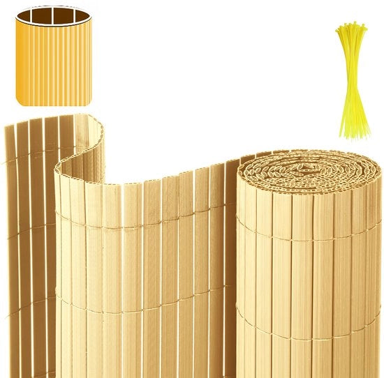 Schermo per giardino in PVC da 0,8x4m per privacy - separazione per giardino e schermo per balcone da 0,8x4m - colore bambù