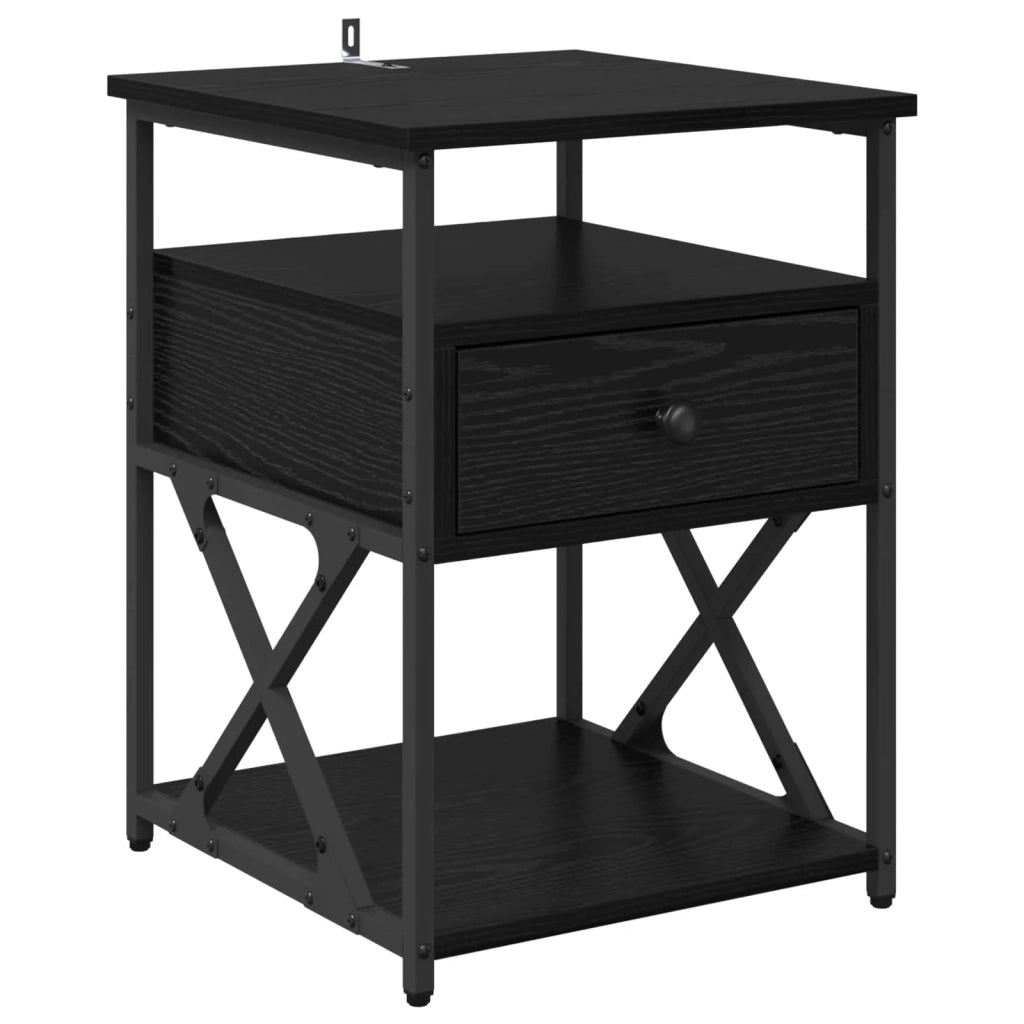 Comodino | Armadio da Notte | Mobiletto da notte Rovere Nero 40 x 42 x 55 cm Legno multistrato