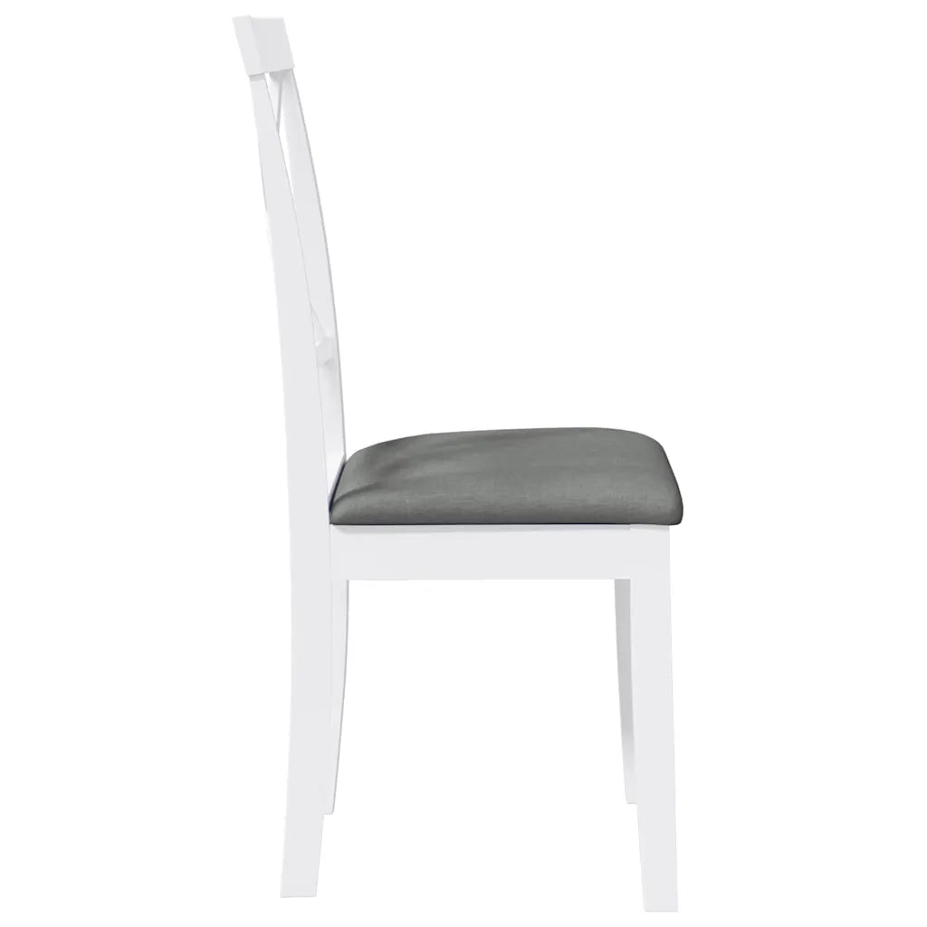 Sedie da Pranzo con Cuscini 2 pz Bianco Legno Massello di Hevea 4102405