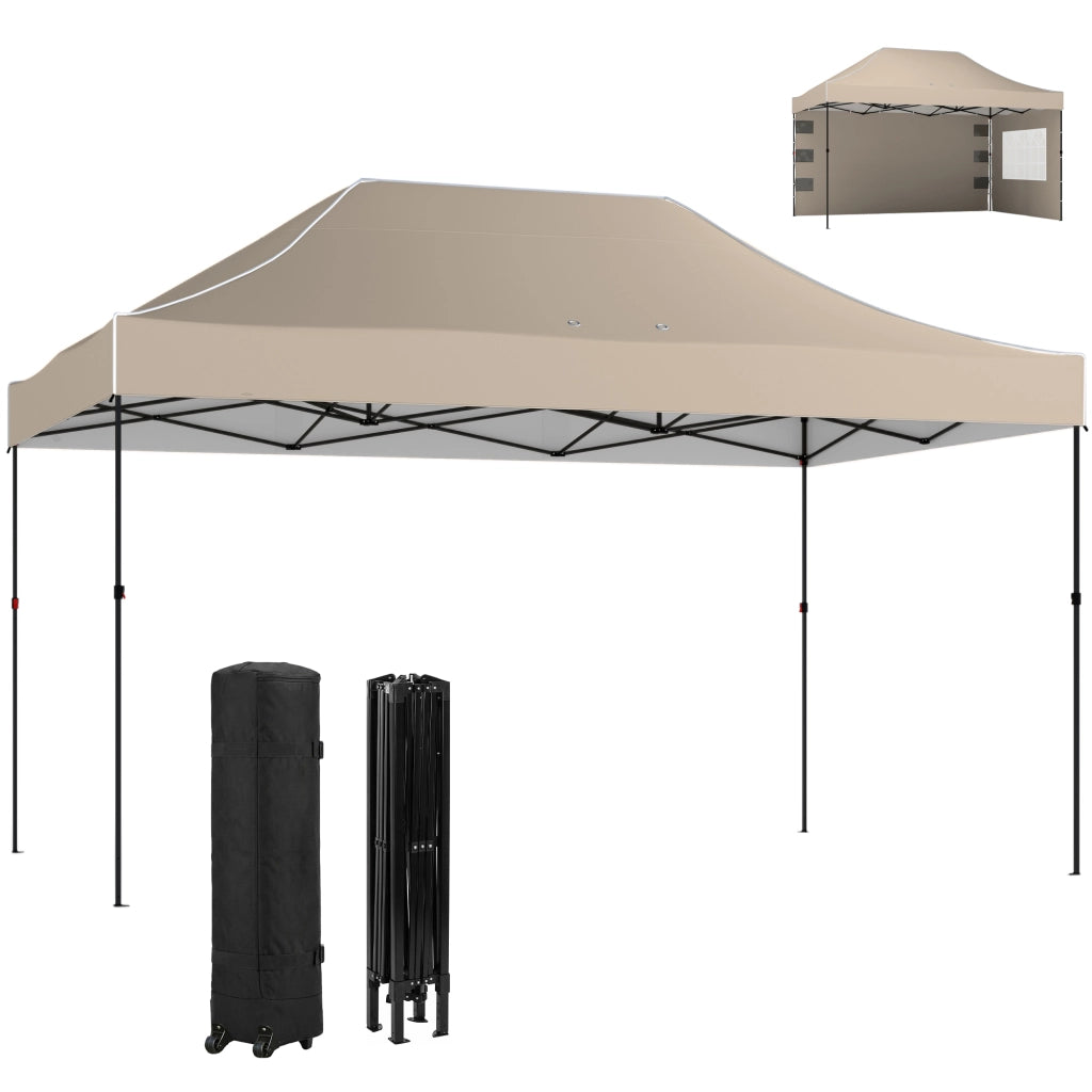 Gazebo Pieghevole con Pareti ¨C zephmum ¨C Marrone Sabbia 2.9x4.3 m