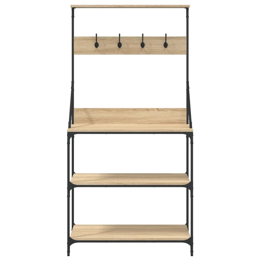 Scaffale Cucina Ganci 4 Ripiani Rovere Sonoma Legno Multistrato 838959