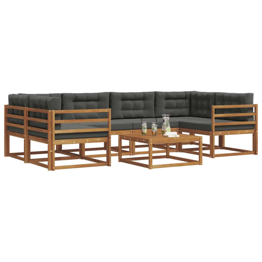 Set di divani da esterno con cuscino 7 pcs Naturale e Antracite