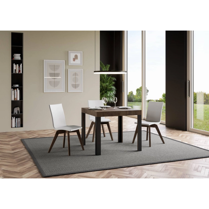 Tavolo allungabile 90x90/246 cm Linea telaio Antracite - Noce
