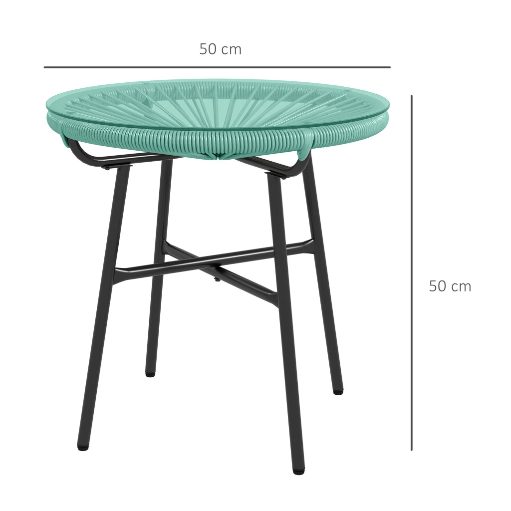 Tavolino da caff¨¨ rotondo da giardino ¨C Xylo ¨C Rattan vetro temperato ?50x50H cm