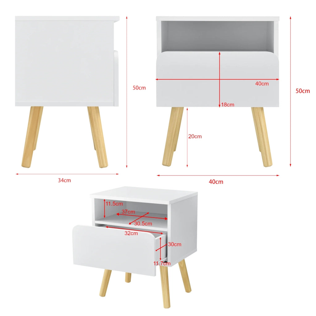 Comodino di design con cassetto e contenitore gambe da 50 cm pino bianco 03_0006237