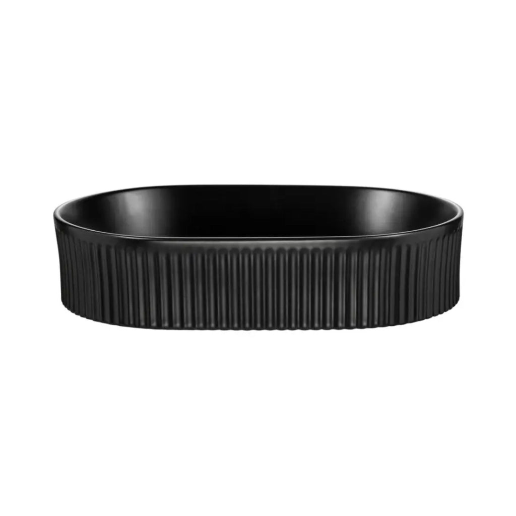 Set VANO effetto quercia e nero 80cm: mobile sotto lavabo con cassetti + piano per lavabo + lavabo da appoggio nero scanalato