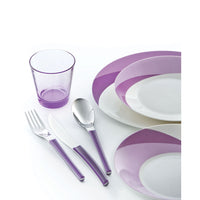 Set 7 pezzi Piatti + Posate + Bicchiere Eme Natura Flower Viola