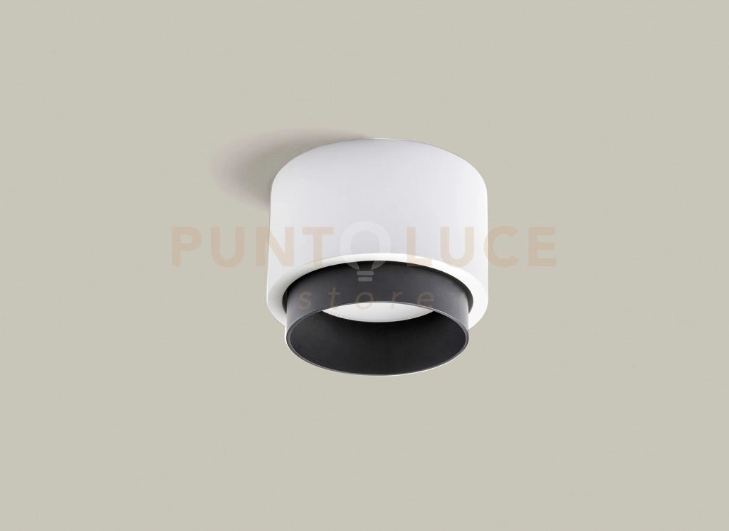 SYME lampada da Soffitto 1 Luce attacco GX53 Tonda Nero in gesso e alluminio d.9-11cm