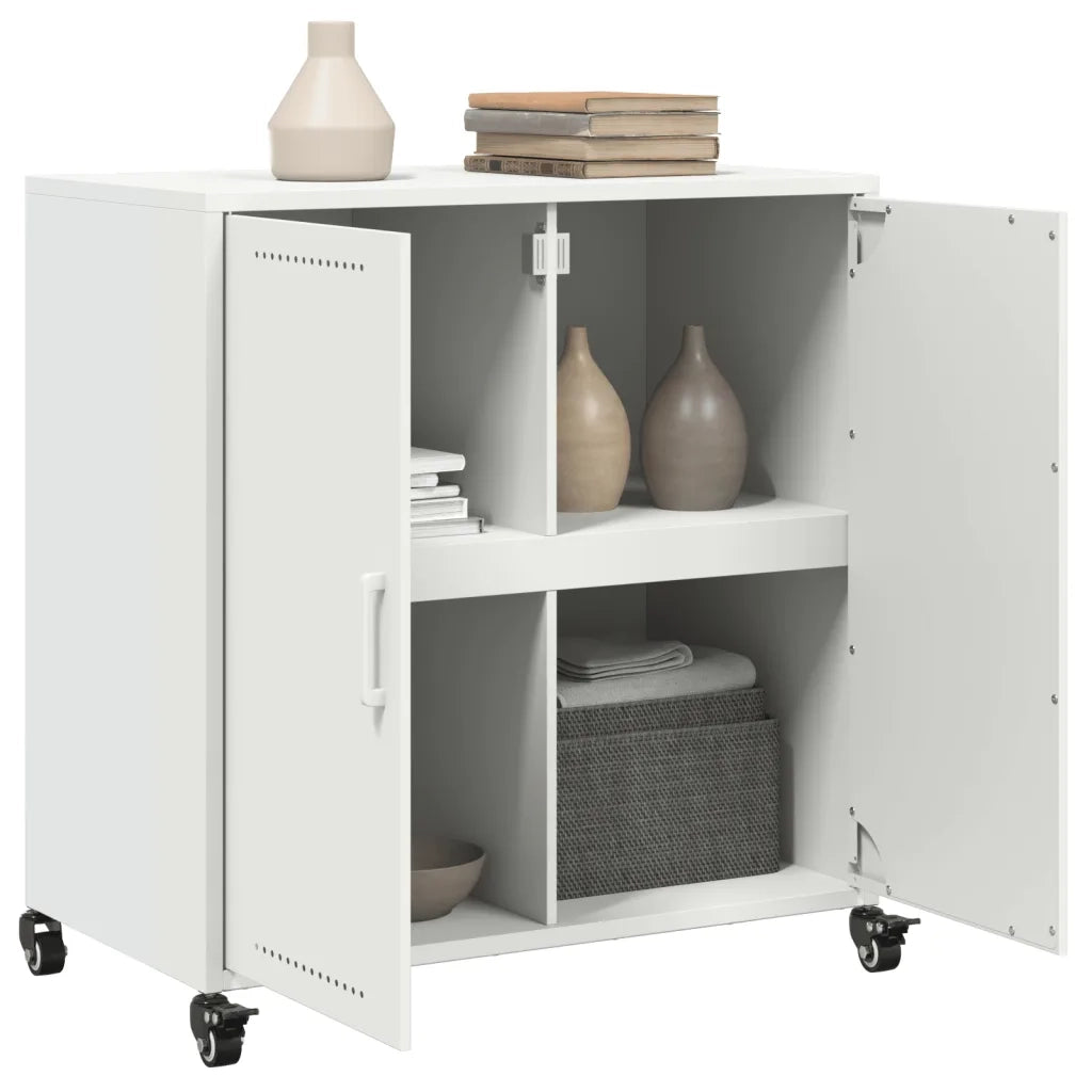 vidaXL Credenza Bianca 68x39x72 cm in Acciaio