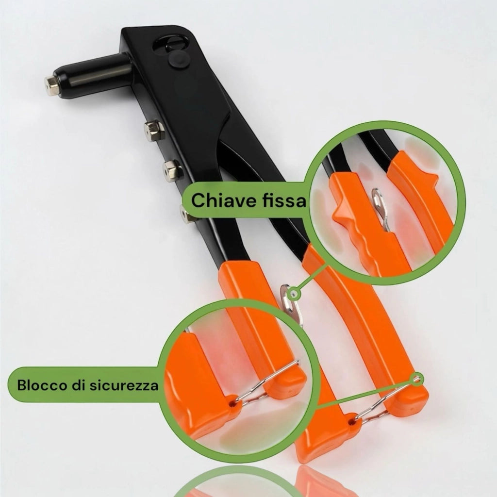 Rivettatrice Manuale 10"/250 mm Con Chiave inclusa e 4 Testine Intercambiabili 160101