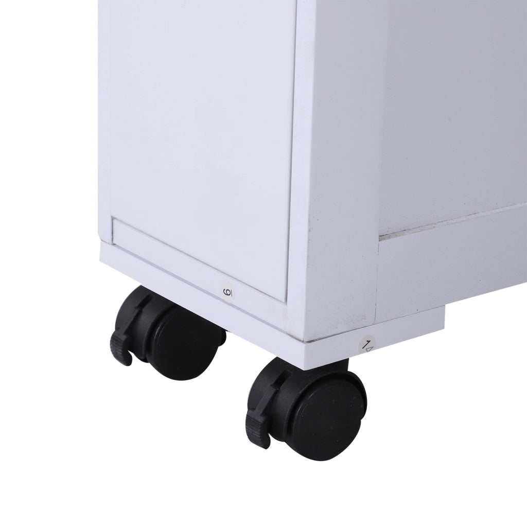 EasyComfort Mobiletto da Bagno 2 Cassetti Salvaspazio con 4 Ruote Legno 16x52x71.5cm Bianco