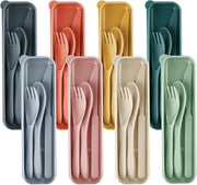 Set di utensili da 8 pezzi con custodia - utensili in plastica portatili - viaggio e picnic - lavabile in lavastoviglie