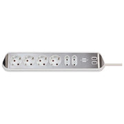 Brennenstuhl 1153590620 prolunghe e multiple 2 m 6 presa(e) AC Interno Argento, Bianco
