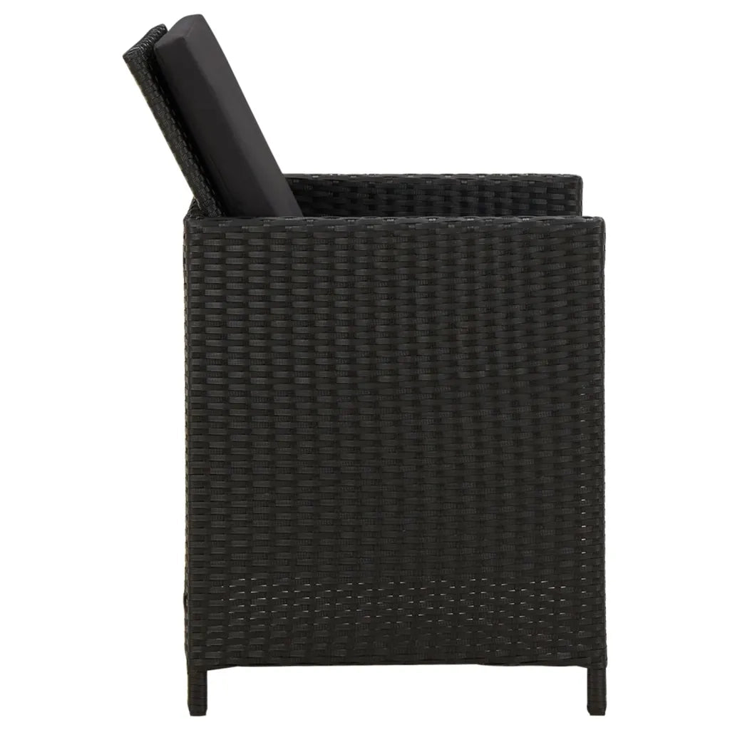 Sedie da Giardino con Cuscini 4 pz in Polyrattan Nere cod mxl 15016