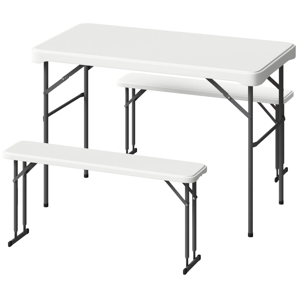 Tavolo da giardino pieghevole con panche ¨C zephmum ¨C grigio chiaro, bianco, 113 cm