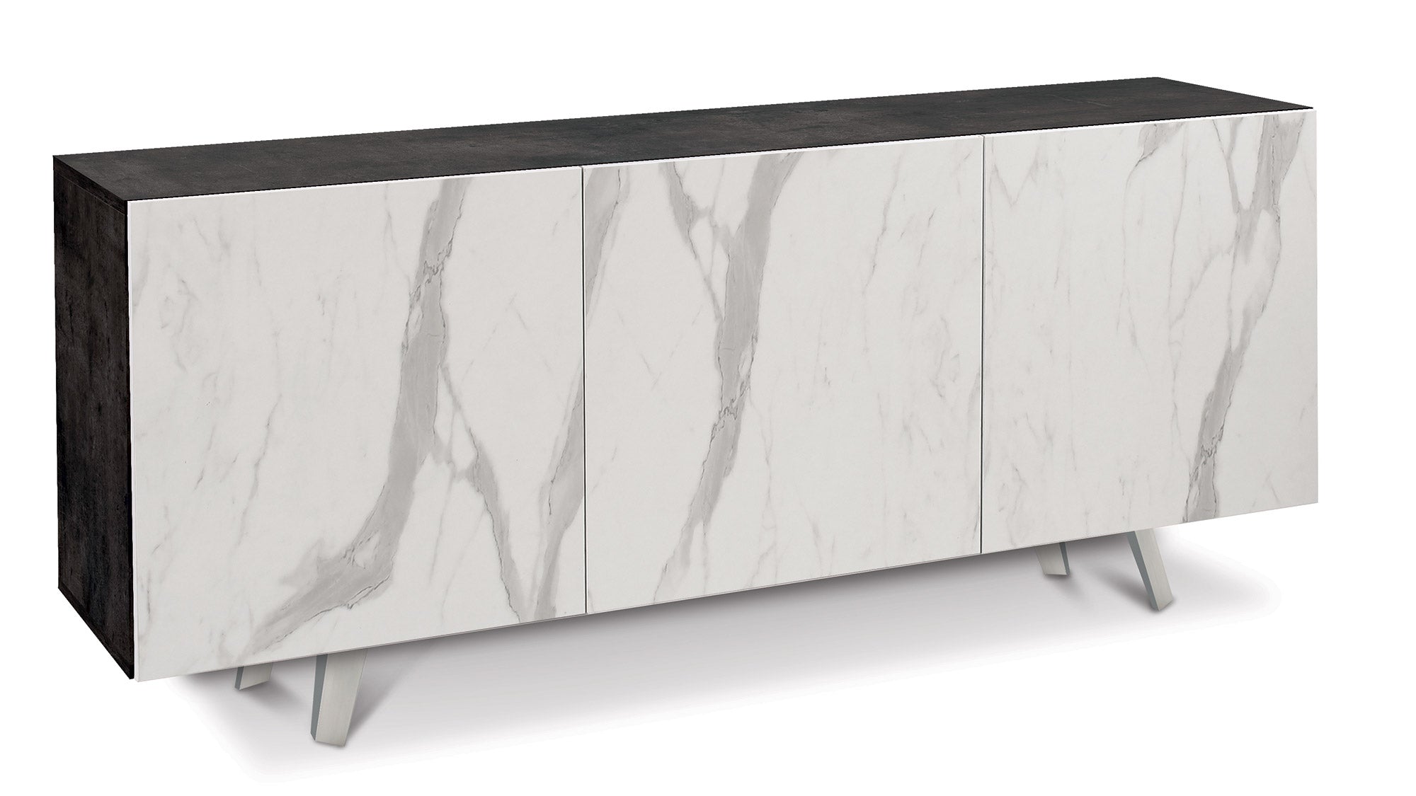 Mobile 3 Ante 174x70x41 cm Ossido Nero/Marmo Calacatta