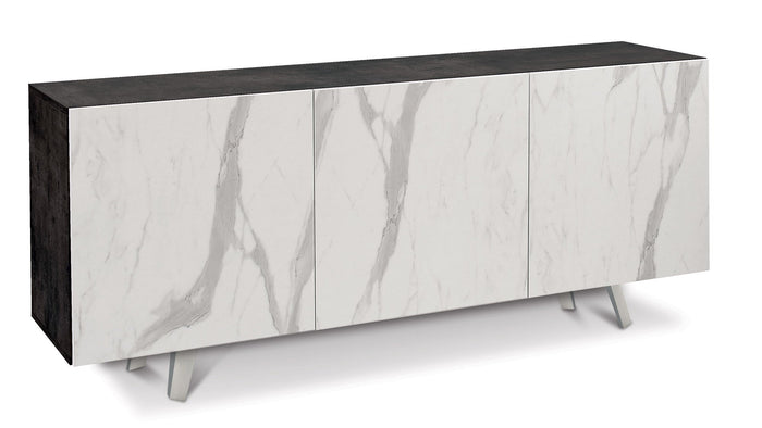 Mobile 3 Ante 174x70x41 cm Ossido Nero/Marmo Calacatta