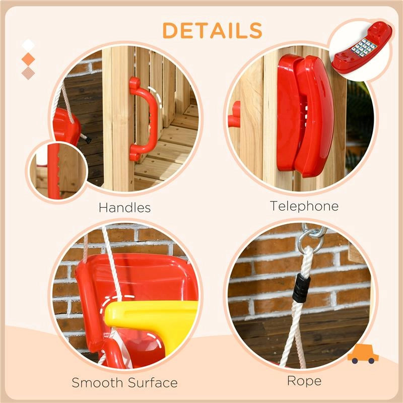 SET CON SCIVOLO E ALTALENA DA GIARDINO PER BAMBINI ETÀ 18-48 MESI, IN LEGNO E PLASTICA, ROSSO