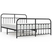 Letto matrimoniale | Letto per adulti | Giroletto con Testiera e Pediera Metallo Nero 183x213 cm