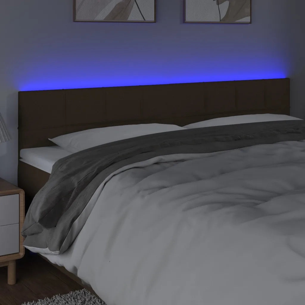 Testiera a LED Marrone Scuro 160x5x78/88 cm in Tessuto 3121621