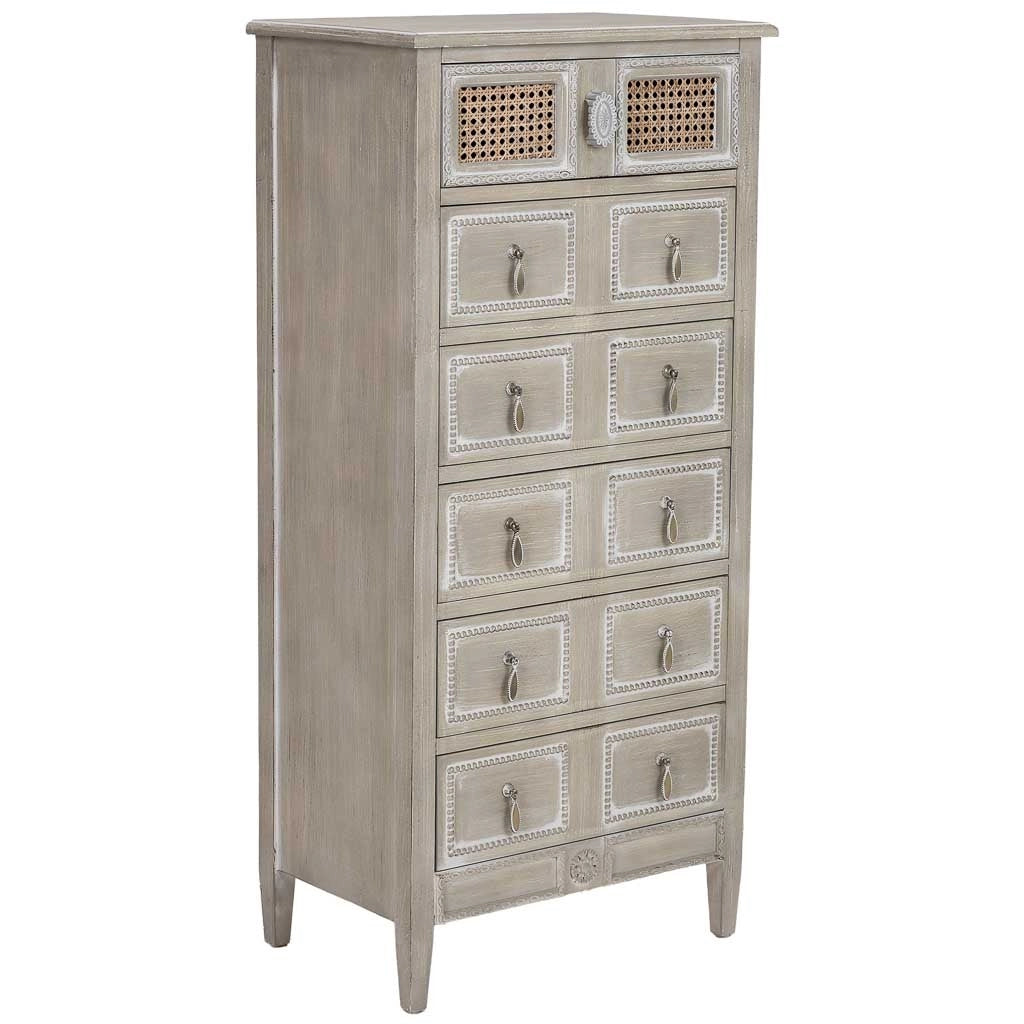 Cassettiera in legno verde 56x36x119h cm