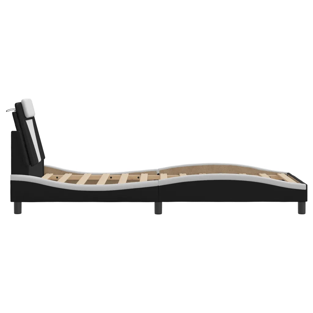 Giroletto Viana con LED senza Materasso Nero e Bianco 90x190 cm 3213992