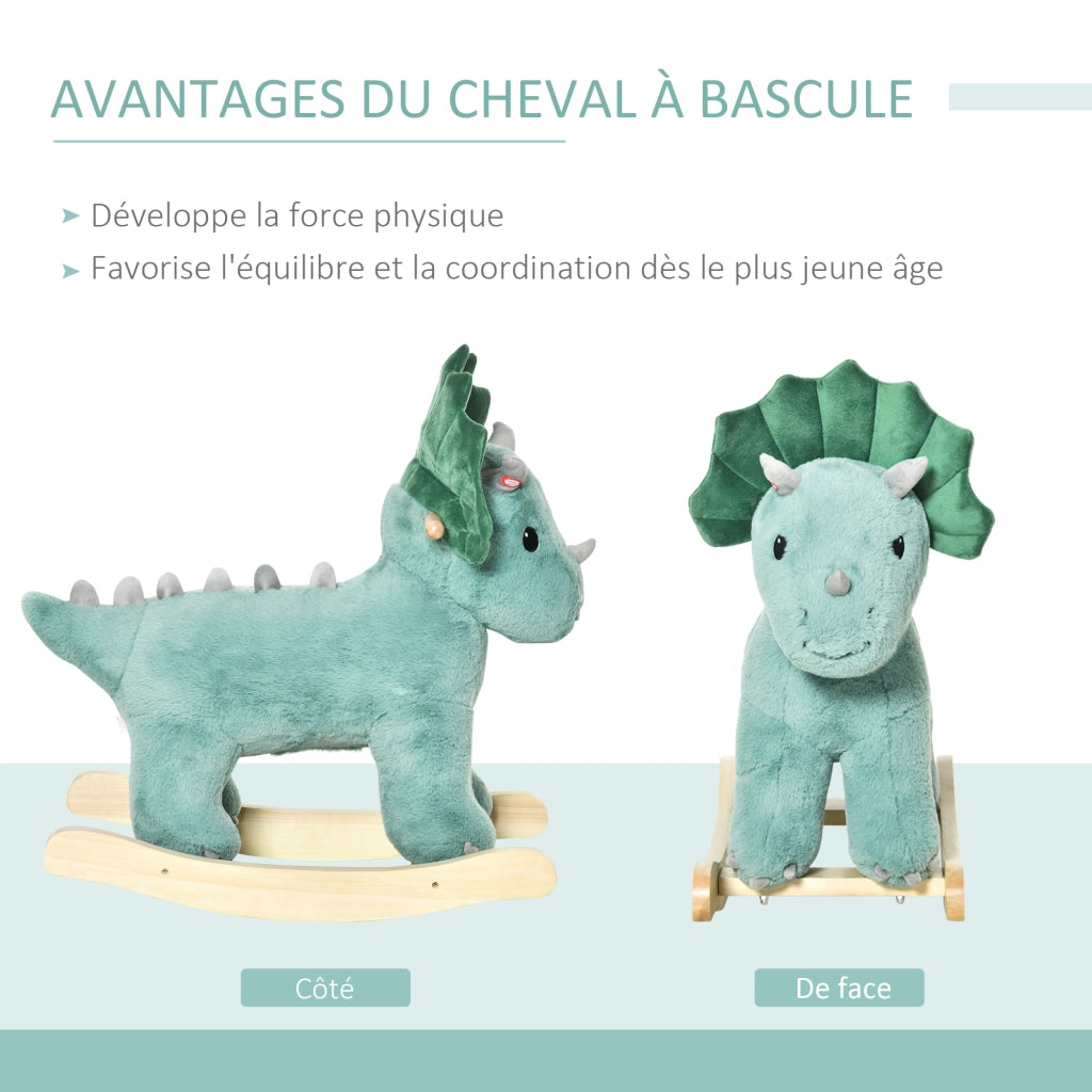 Giocattolo Dinosauro a Dondolo con Suono ¨C zephmum ¨C Verde Legno di Pioppo