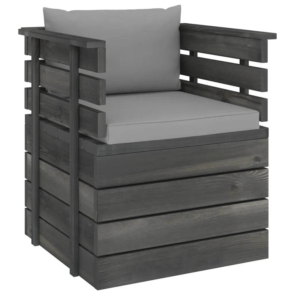 Poltrona da Giardino con Cuscini in Legno di Pino cod mxl 74520