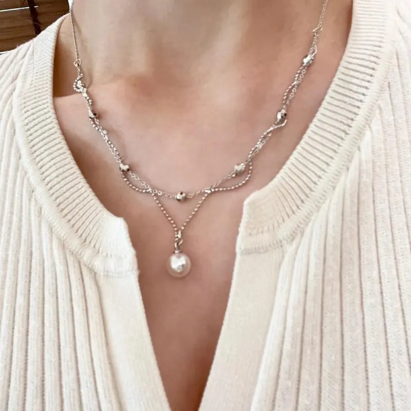 Collana di pizzo e perle fatta a mano, regalo di Natale per donna, regalo di compleanno