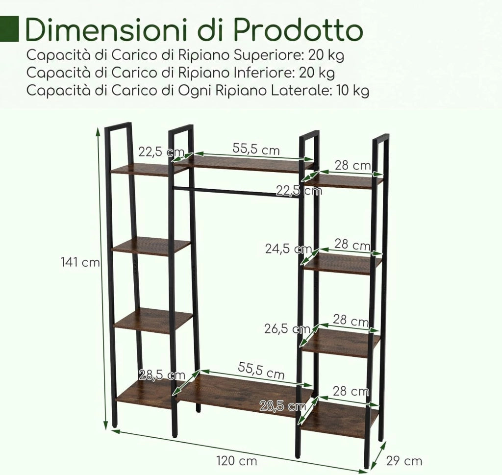 Scaffale Portapiante con Luci Regolabili, Scaffale Portavasi a 10 Ripiani con Telecomando e 4 Modalità d'Illuminazione, Portafiori da Interno ed Esterno in Legno e Metallo, Marrone