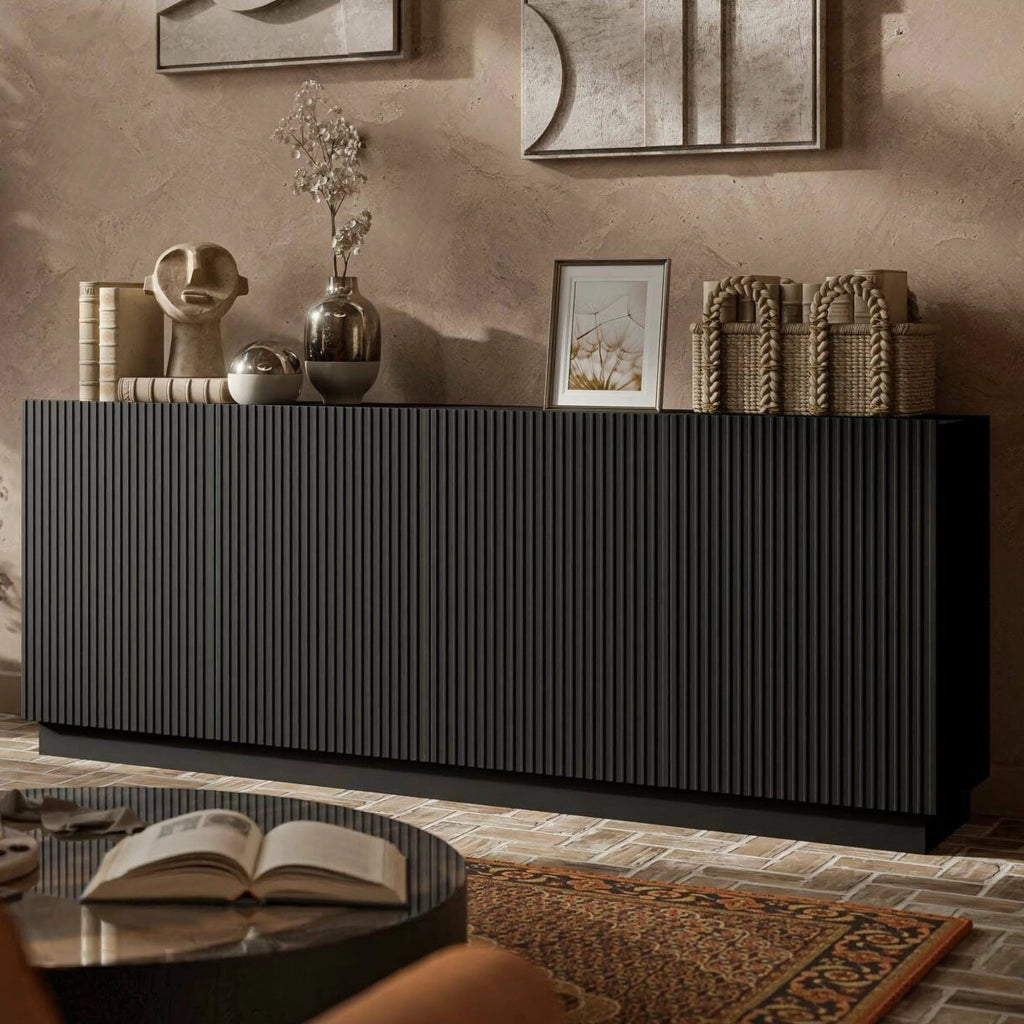 Madia Masainas, Credenza 4 Ripiani, 200x40x48h cm Nero